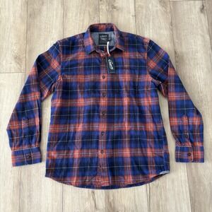 NWT Grayers Heritage Flannels Twilight Blue Plaid Cotton Long Sleeve Button Down